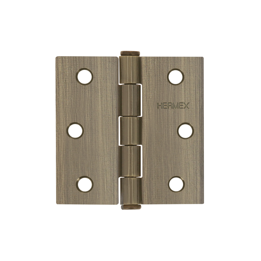 Bisagra cuadrada 2-1/2', latón antiguo, cabeza plana, HERMEX BC-252P