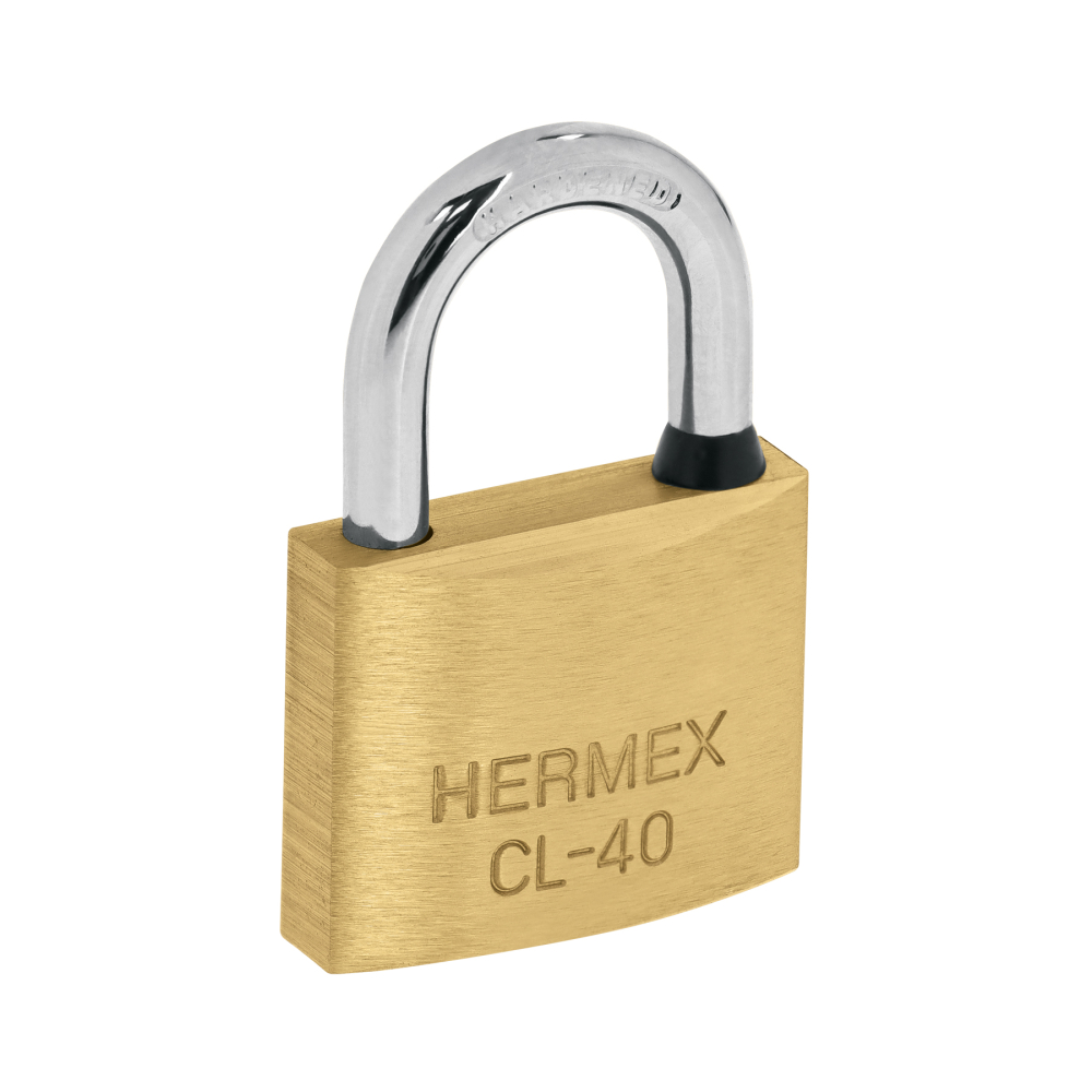 Candado de latón 40 mm gancho corto en blíster, HERMEX CL-40