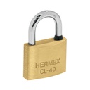 Candado de latón 40 mm gancho corto en blíster, HERMEX CL-40