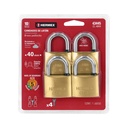 Blíster con 4 candados de latón de 40mm con gancho corto CL-40X4