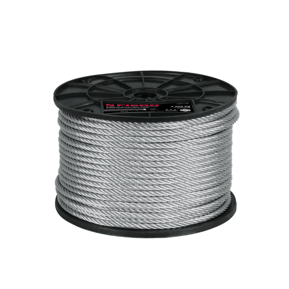 Metro de cable rígido 1/4' de acero 7x7 hilos, 75 m, FIERO CAB-1/4R