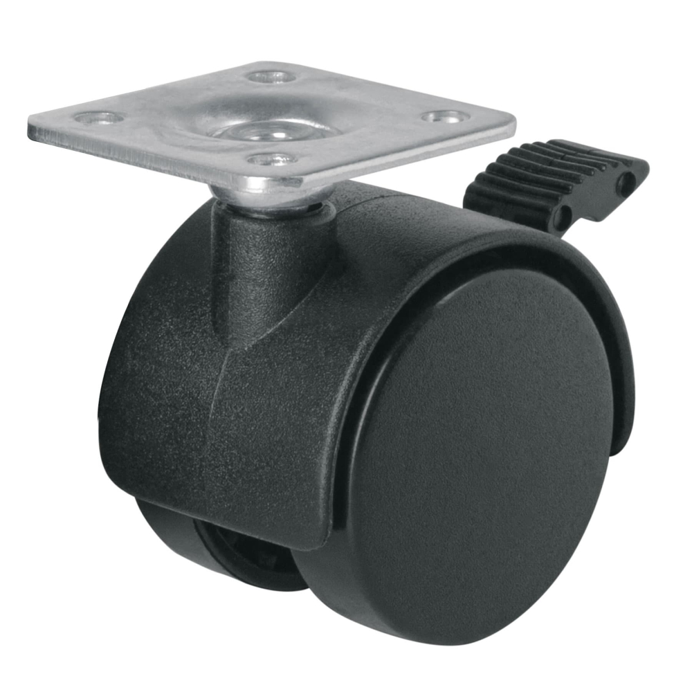 Rodaja tipo yoyo de 40 mm con placa, con freno, FIERO ROYF-40