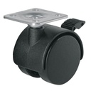 Rodaja tipo yoyo de 40 mm con placa, con freno, FIERO ROYF-40