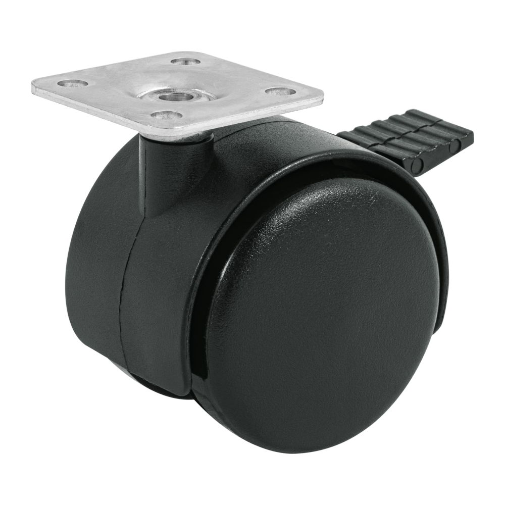 Rodaja tipo yoyo de 50 mm con placa, con freno, FIERO ROYF-50