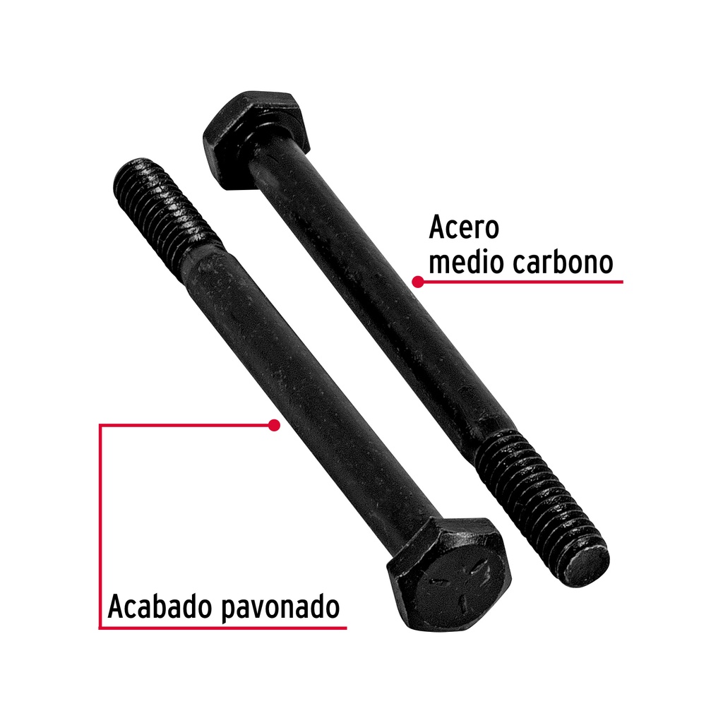 Bolsa con 50 tornillos 1/4' x 3' acero grado 5, FIERO TOR5-1/4X3