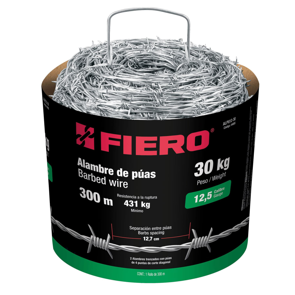Rollo de alambre de púas 300m calibre 12.5, FIERO ALPU12-30