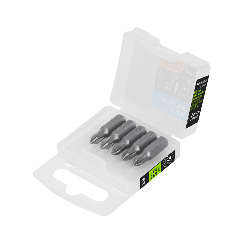 Estuche con 5 puntas de cruz PH1 largo 1', TRUPER EXPERT PUDE-1101