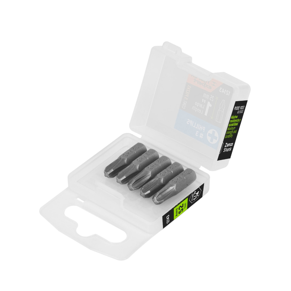 Estuche con 5 puntas de cruz PH3 largo 1', TRUPER EXPERT PUDE-1103