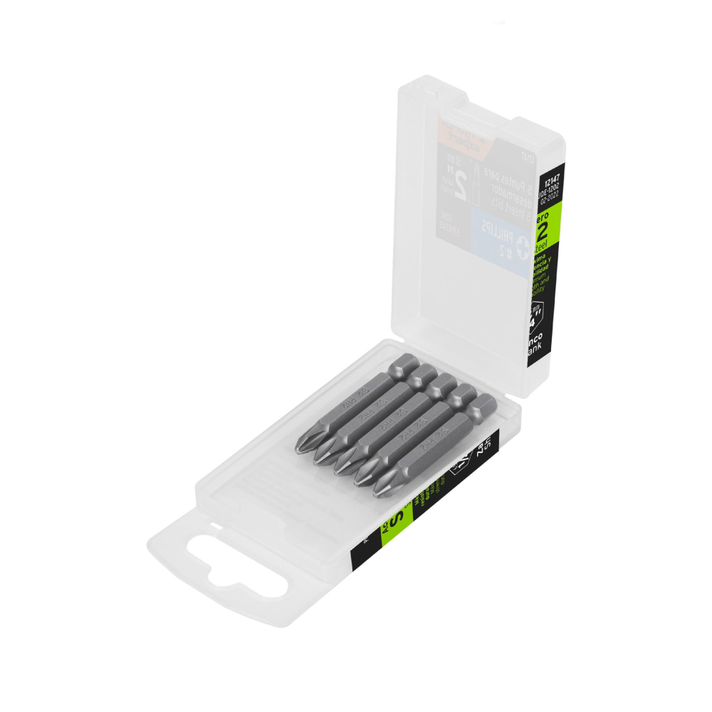 Estuche con 5 puntas de cruz PH2 largo 2', TRUPER EXPERT PUDE-1202