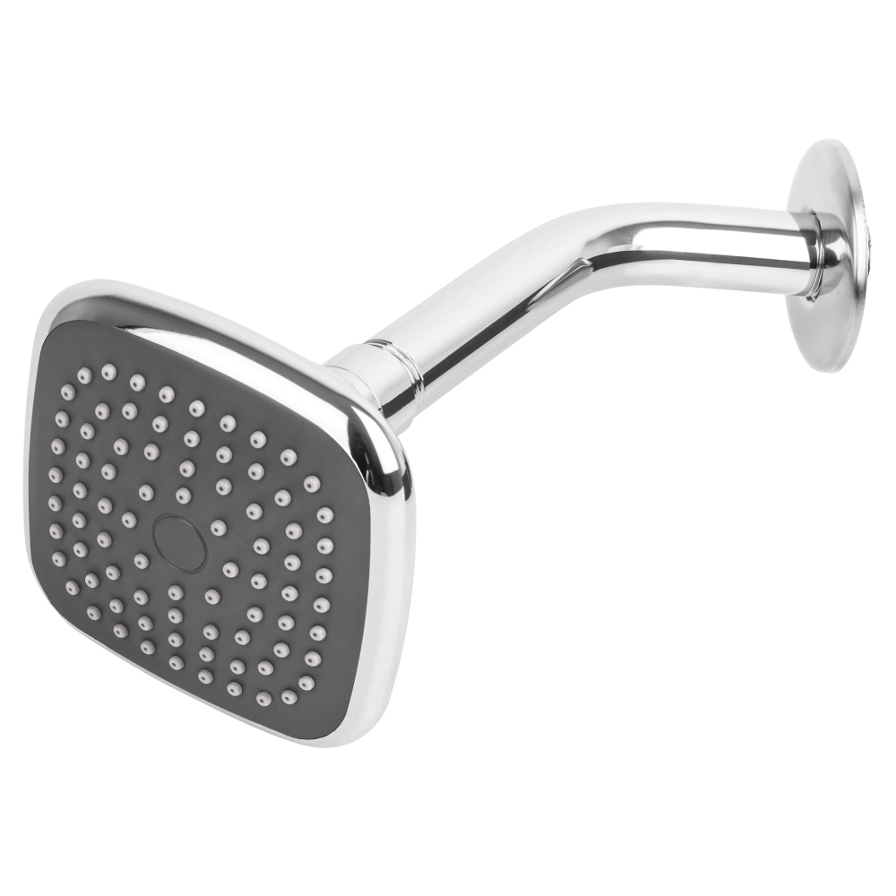 Regadera cuadrada 3-3/4' brazo y chapetón de acero, BASIC R-401