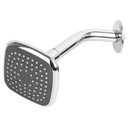 Regadera cuadrada 3-3/4' brazo y chapetón de acero, BASIC R-401