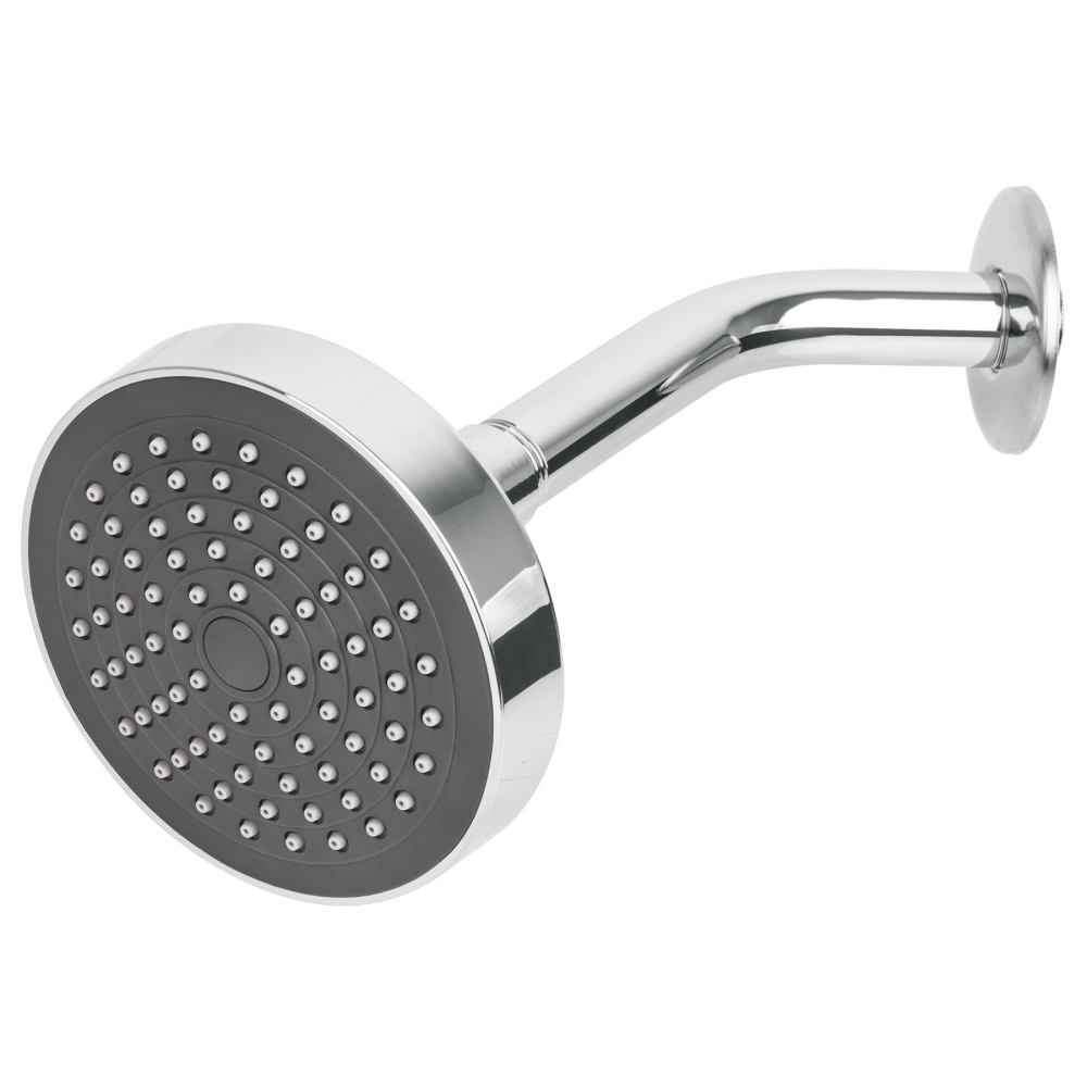 Regadera redonda 4-1/4' brazo y chapetón de acero, BASIC R-402