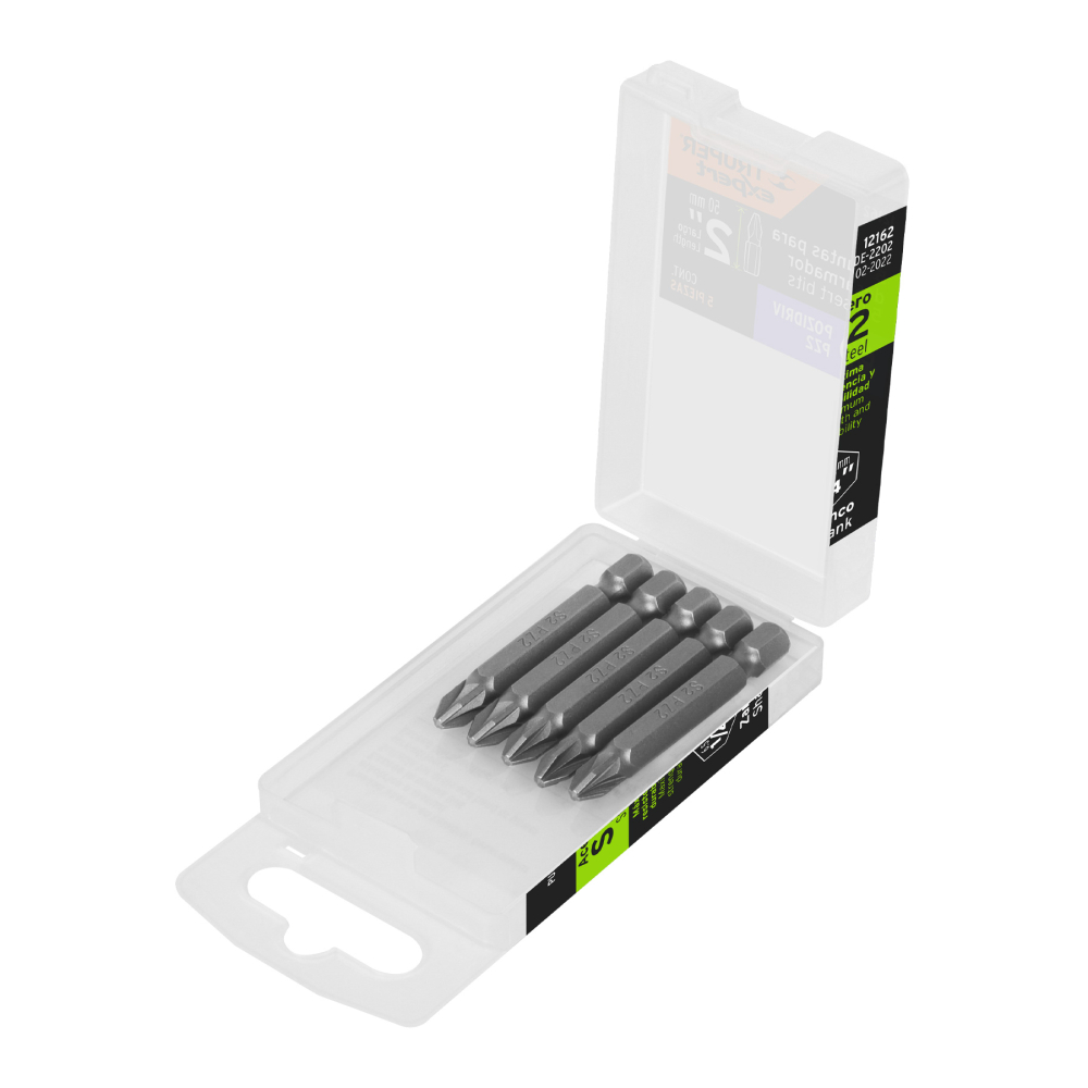 Estuche con 5 puntas pozidriv PZ2 largo 2', TRUPER EXPERT PUDE-2202