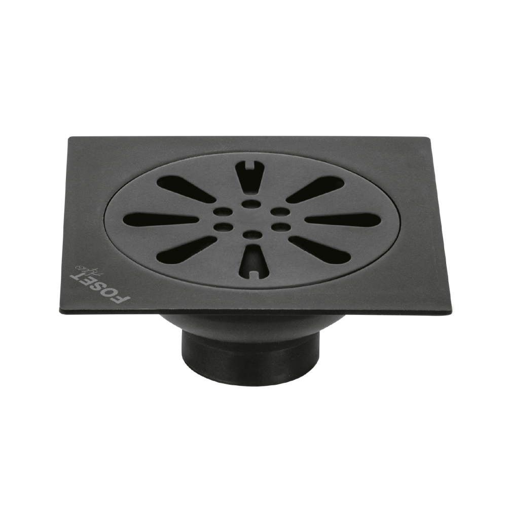 Resumidero cuadrado 4' x 4', acero inoxidable, negro, gota RS-605M