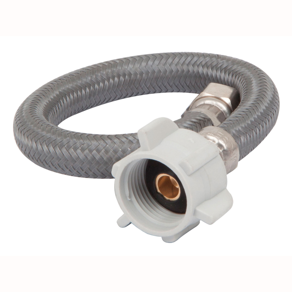 Manguera p/WC, vinilo gris, 3/8'x7/8' , 30cm, plástico/latón FWC-P30VL