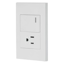 Placa armada 1 interruptor,1contacto,1.5mod,Española, blanco PA-APCO15-EB