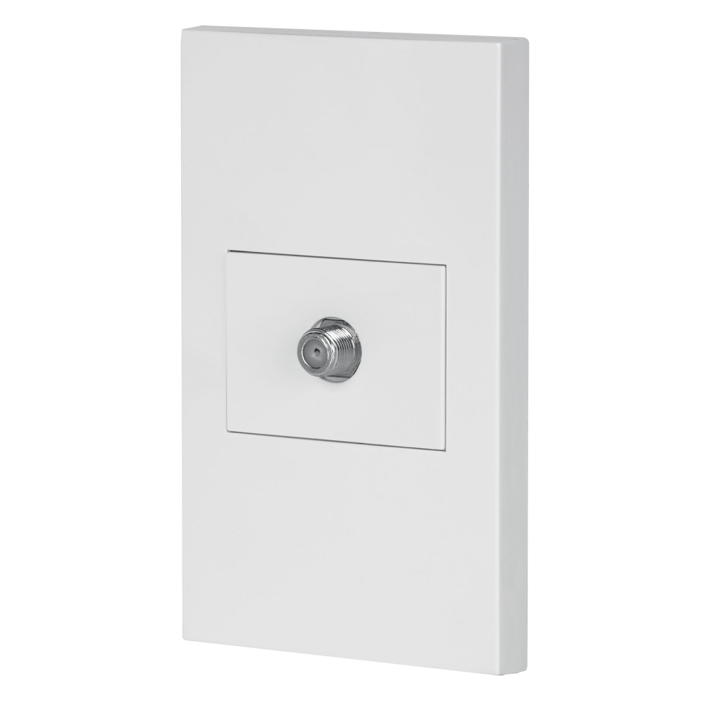 Placa armada 1 toma de TV, 1.5 módulos, Española, blanco PA-TV-EB