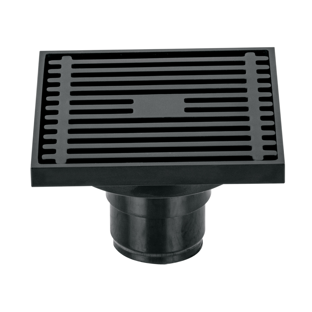 Resumidero cuadrado 4 x 4', latón, negro, FOSET RIVIERA RS-801M