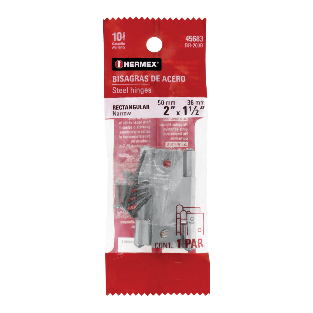 Bolsa con 2 bisagras rectangulares 2', acero pulido BR-200B