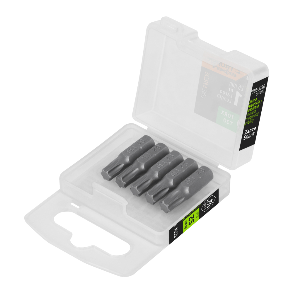 Estuche con 5 puntas torx T30 largo 1', TRUPER EXPERT PUDE-5130