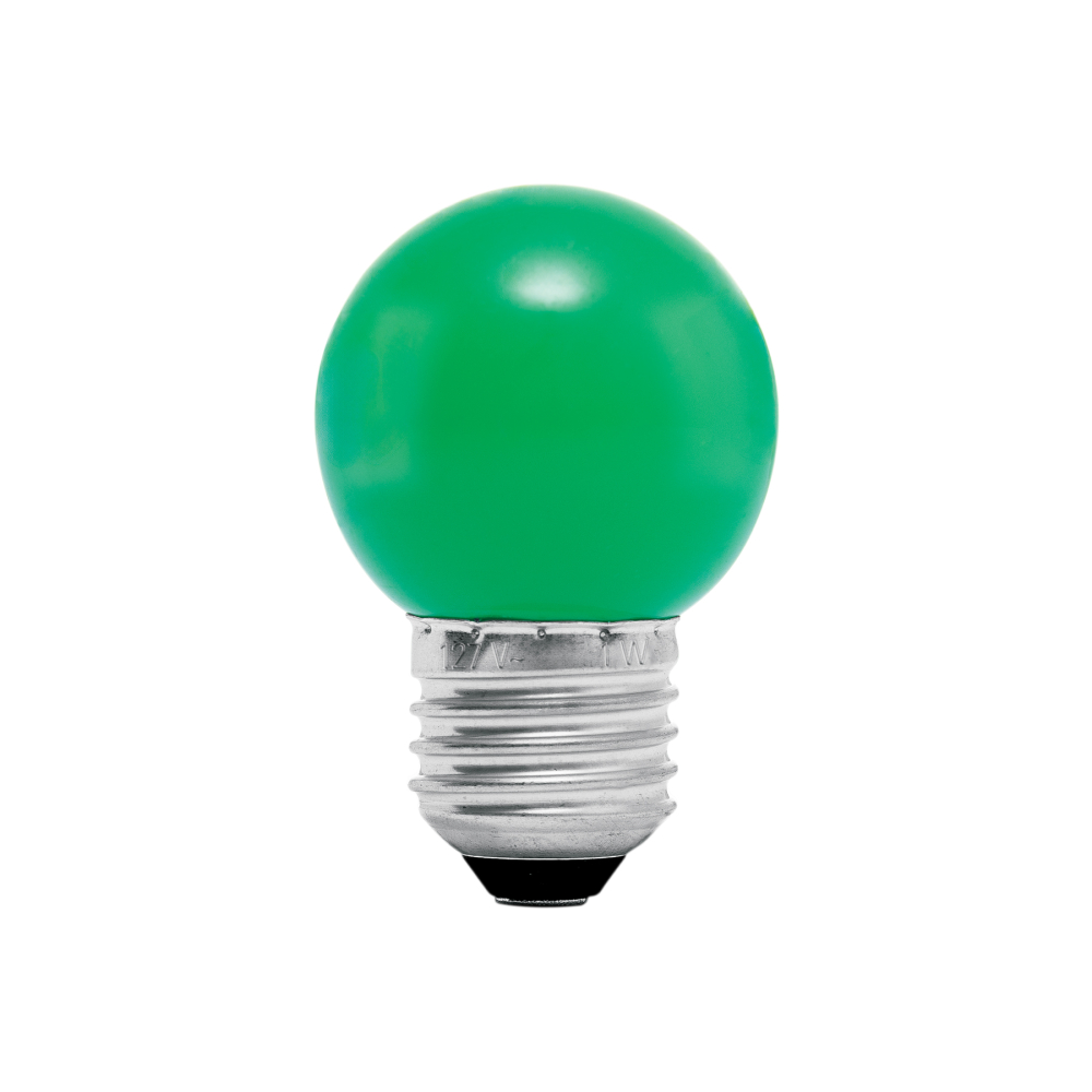 Foco LED 1 W, tipo globo G45, color verde, E26, VOLTECK LED-1VE