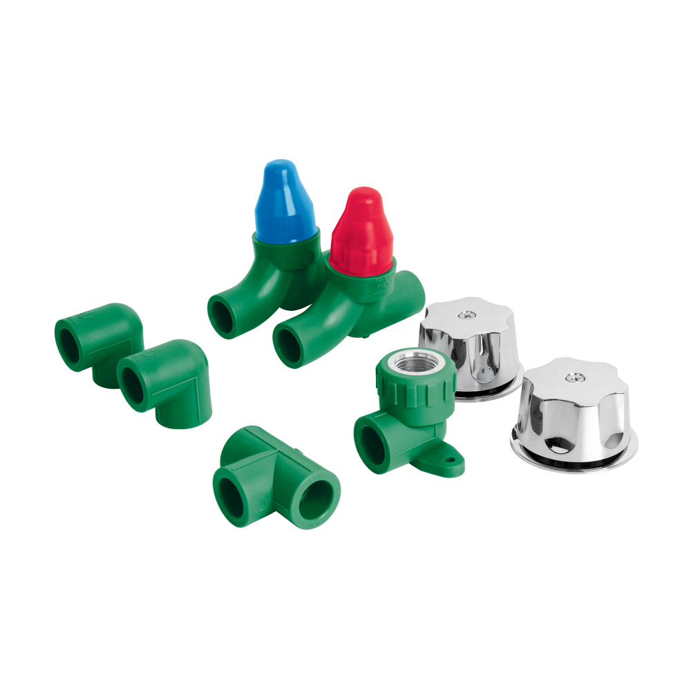 Kit de instalación p/regadera PPR 1/2' con manerales, FOSET CV-KIT