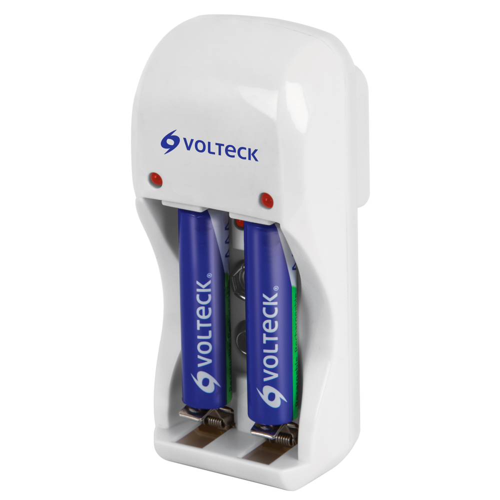Cargador de pilas, AA, AAA y 9V incluye 2 pilas AAA, Volteck CA-RE-7