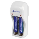 Cargador de pilas, AA, AAA y 9V incluye 2 pilas AAA, Volteck CA-RE-7