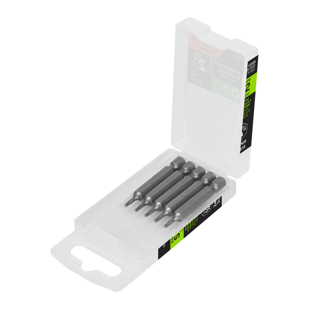 Estuche con 5 puntas torx T7 largo 2', TRUPER EXPERT PUDE-5207