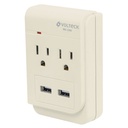 Multicontacto, 2 entradas y 2 entradas USB, 2 polos + tierra MUL-230U