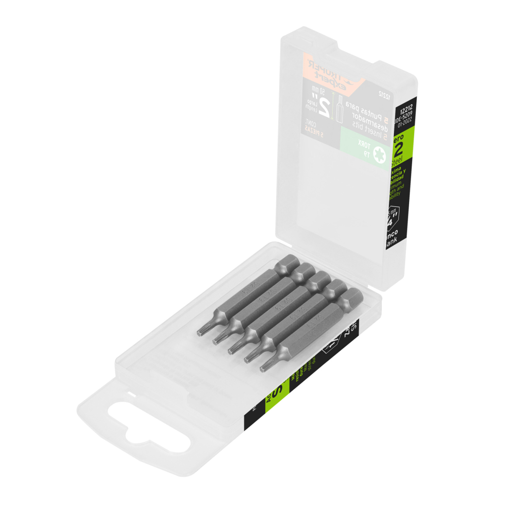 Estuche con 5 puntas torx T9 largo 2', TRUPER EXPERT PUDE-5209