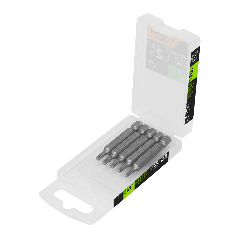 Estuche con 5 puntas torx T15 largo 2', TRUPER EXPERT PUDE-5215