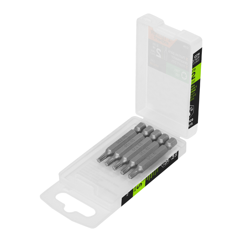 Estuche con 5 puntas torx T20 largo 2', TRUPER EXPERT PUDE-5220