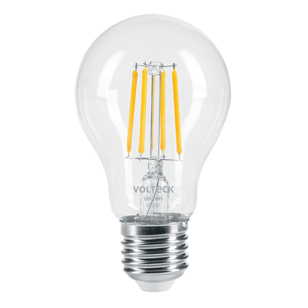 Foco LED filamento 6 W, A19, 2700K luz ambar, E26, VOLTECK LED-196FC