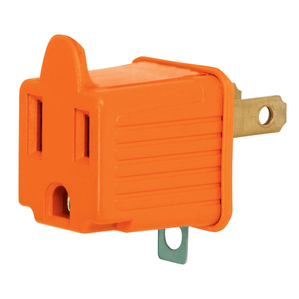 Bolsa con 2 clavijas adaptadoras 3 a 2, naranja, VOLTECK AD-32N