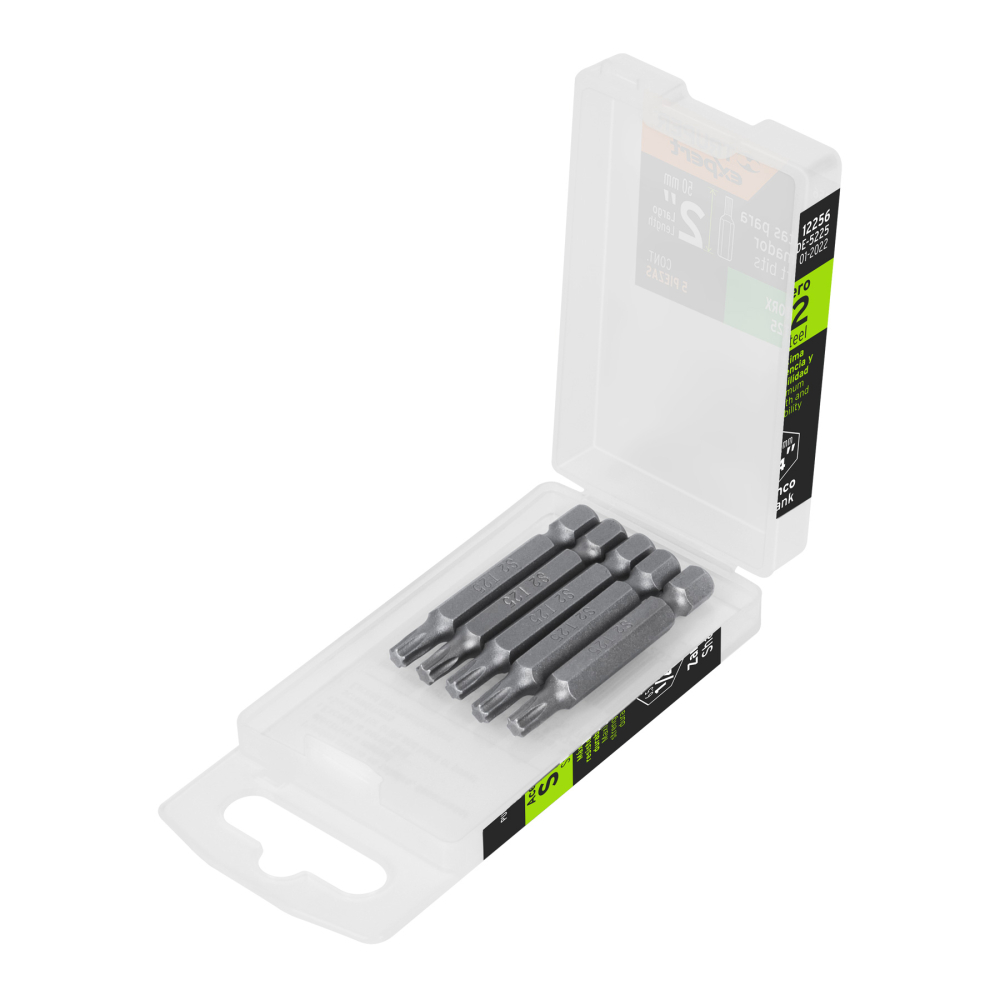 Estuche con 5 puntas torx T25 largo 2', Truper Expert PUDE-5225