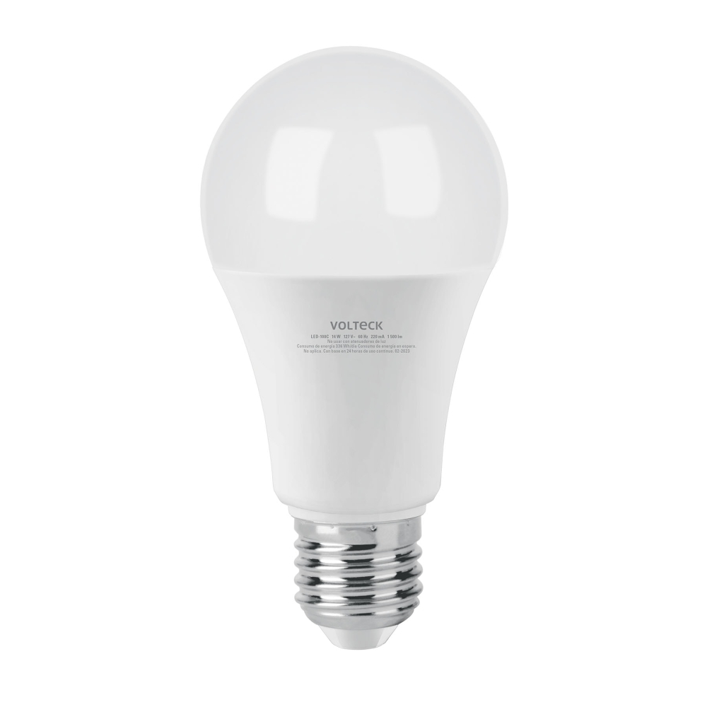 Foco LED 14W (100W) A19, 3000K blanca cálida, 1500 lm, caja LED-100C