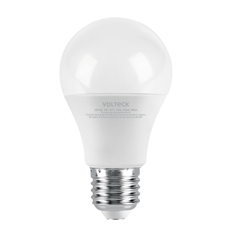 Foco LED 9W (60W) A19, 3000K blanca cálida, 800 lm, blíster LED-60C