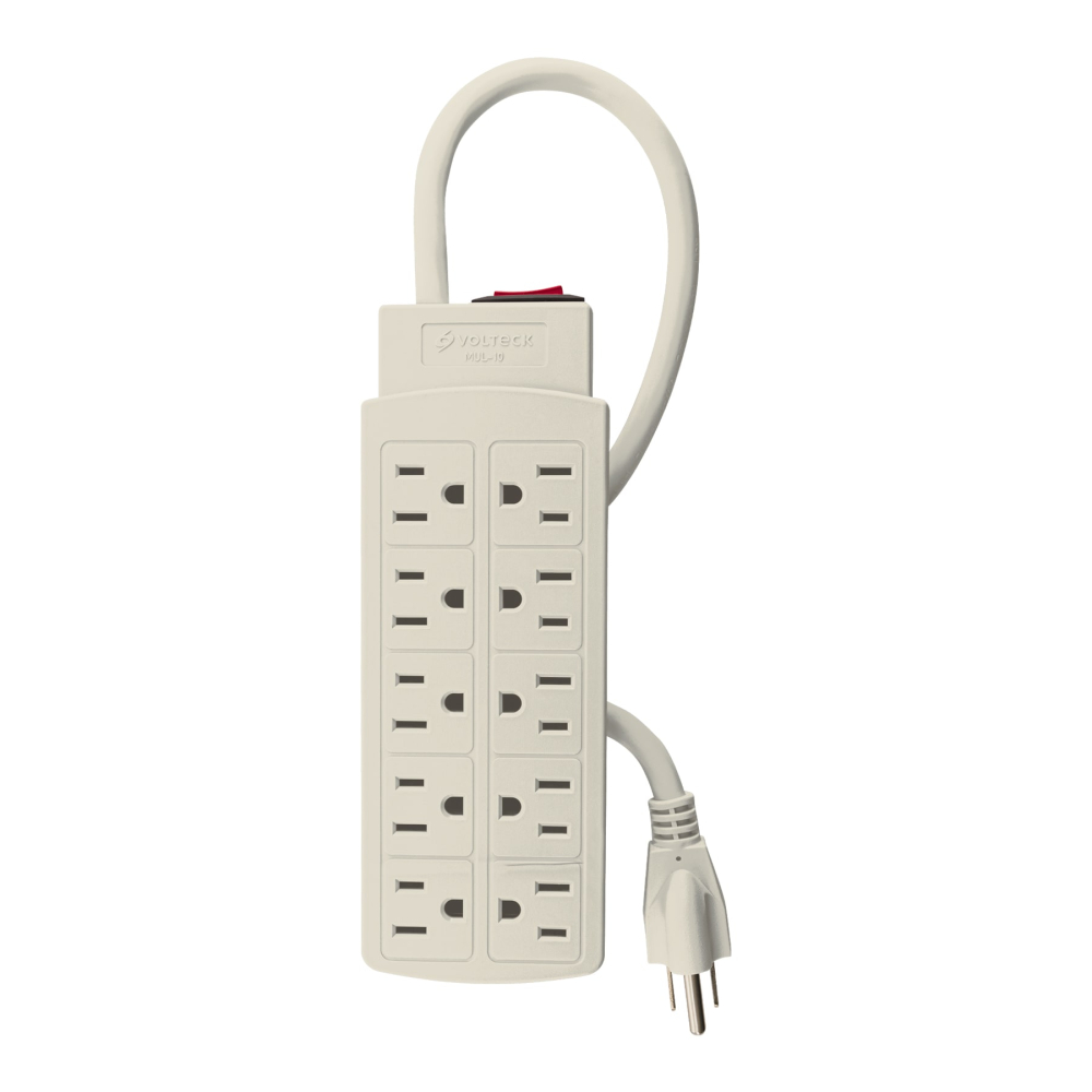 Multicontacto 14 AWG uso rudo con 10 entradas, VOLTECK MUL-10