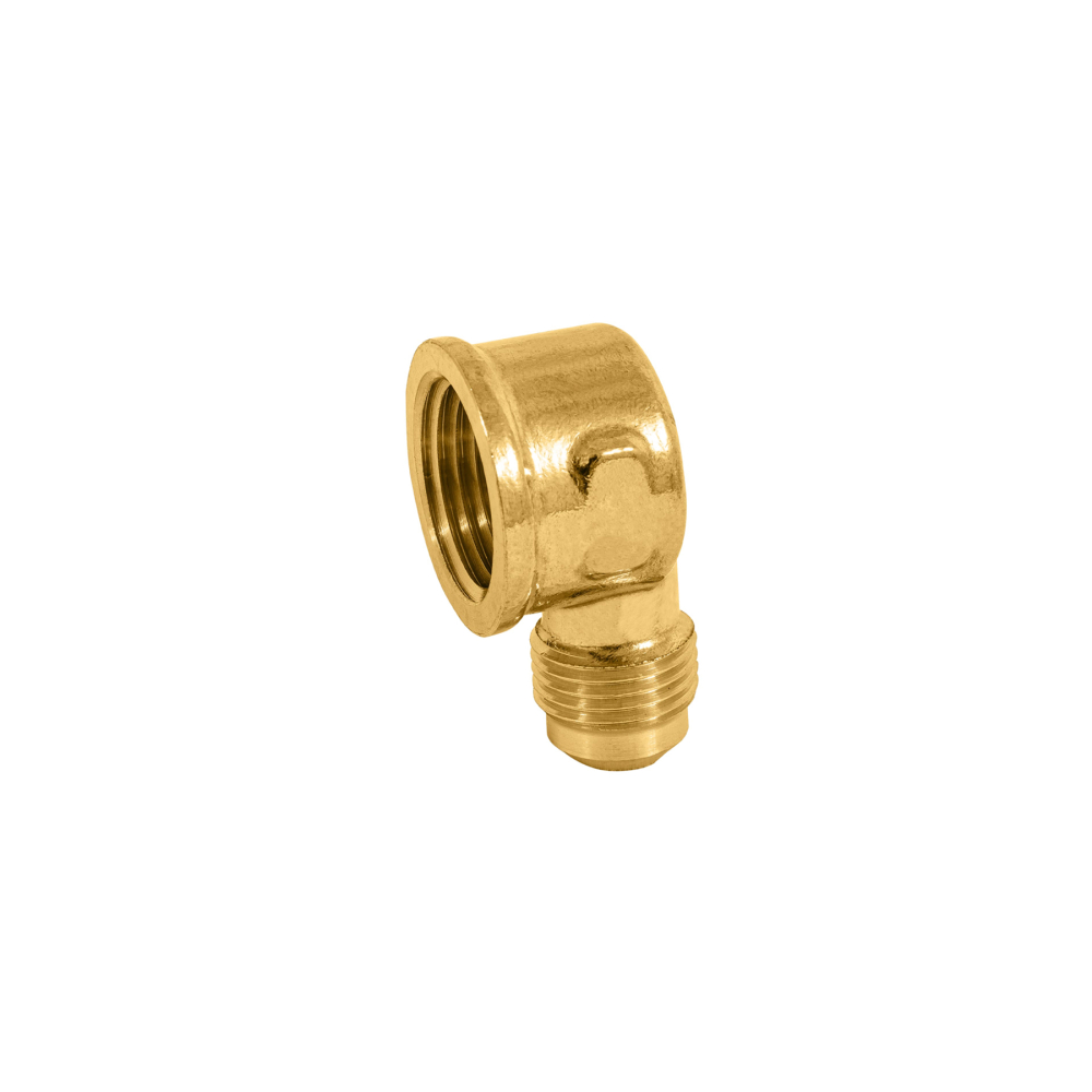 Codo para estufa a 90° de latón de 3/8 x 1/2', FOSET CLG-522