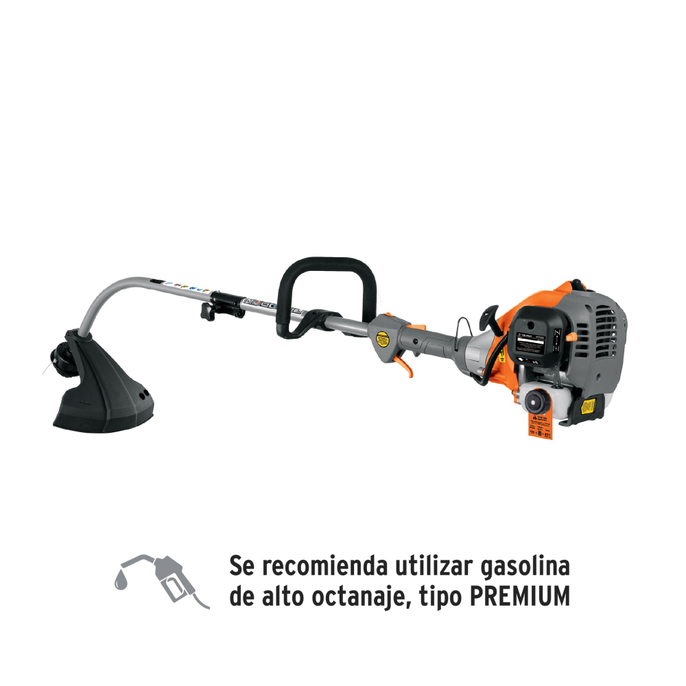 Desbrozadora a gasolina 30 cc mango 'D' curva, 17', TRUPER DES-30C