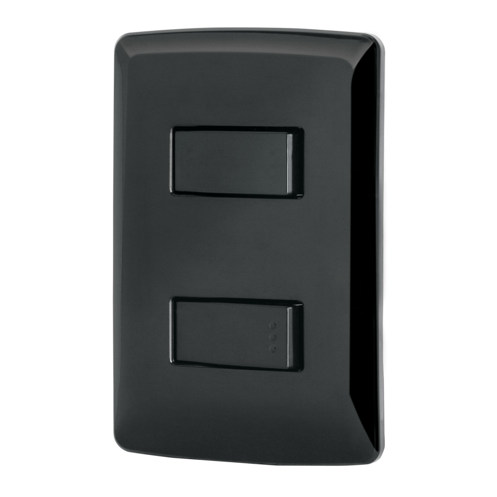 Placa armada 1 interruptor 1 escalera, negro, línea Italiana PA-APDO-EIN