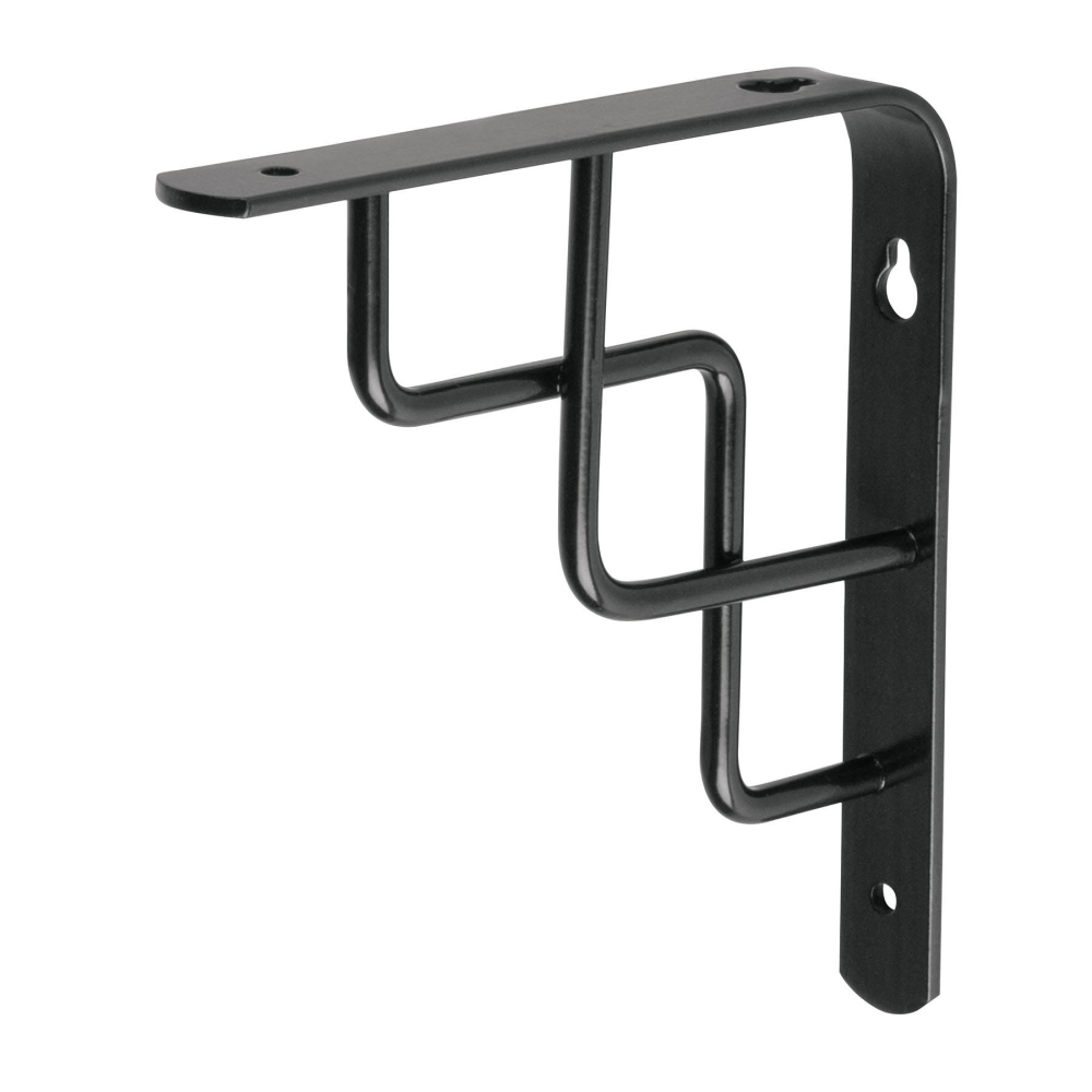 Ménsula reforzada negra 6 x 6', diseño escalera, FIERO MED-6NE