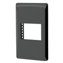 Placa negra de 1 ventana 1.5 módulos, línea Lisboa, Volteck PPSE15-LN