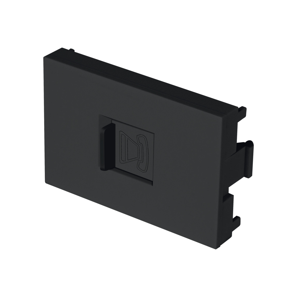 Toma de teléfono negro de 1.5 módulos, línea Lisboa, VOLTECK TE15-LN