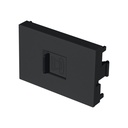 Toma de teléfono negro de 1.5 módulos, línea Lisboa, VOLTECK TE15-LN