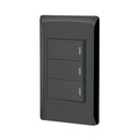 Placa armada negra 2 interruptores 1 de 3 vías 1 mód, Lisboa PA-APTR-ELN