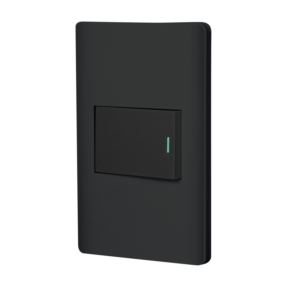 Placa armada negra 1 interruptor de 3 vías 1.5 mód, Lisboa PA-APSE15-ELN