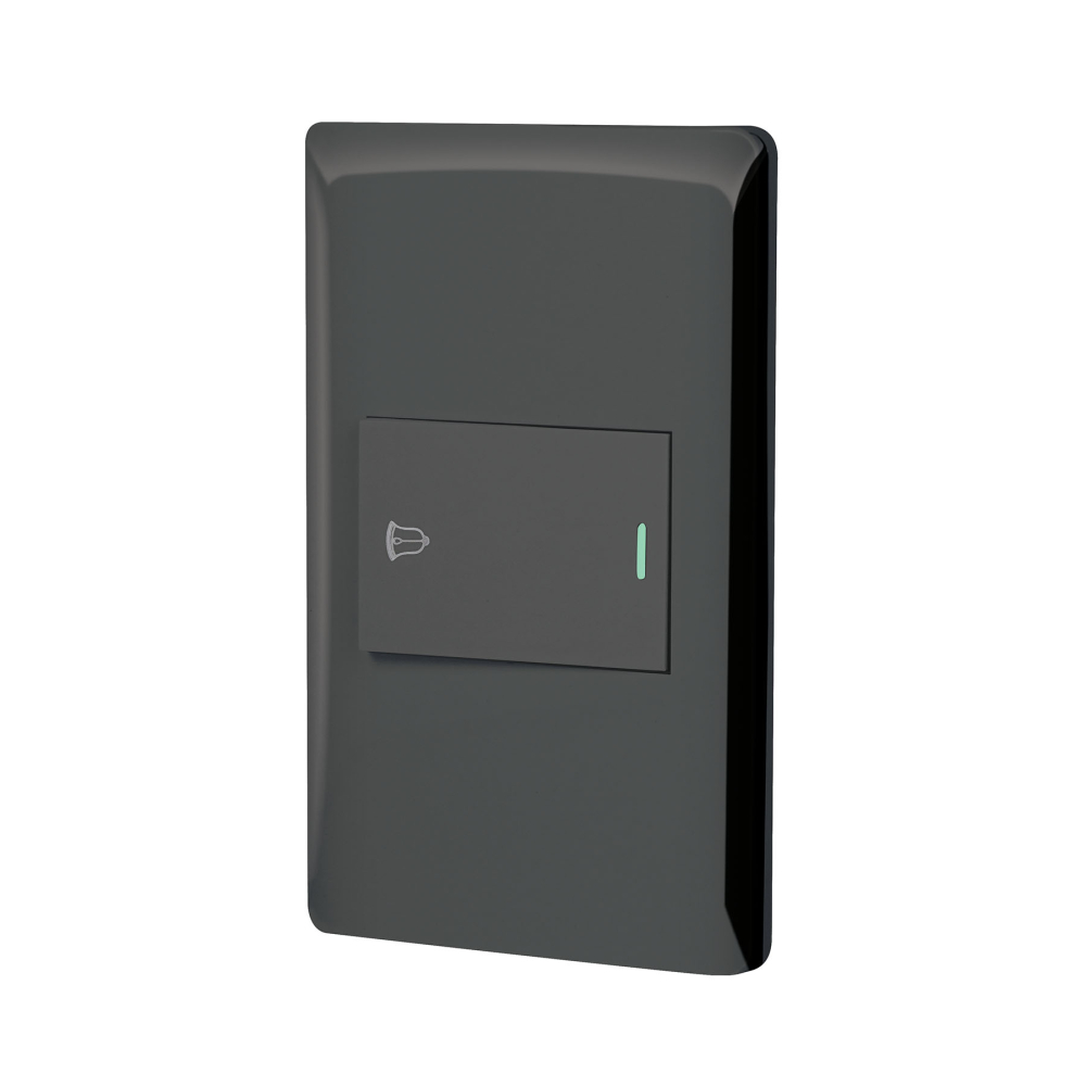 Placa armada negra 1 interruptor de timbre 1.5 mód, Lisboa PA-TI-LN