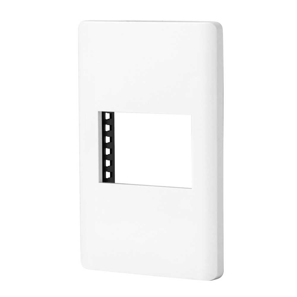 Placa blanca de 1 ventana 1.5 módulos, línea Lisboa, VOLTECK PPSE15-LB